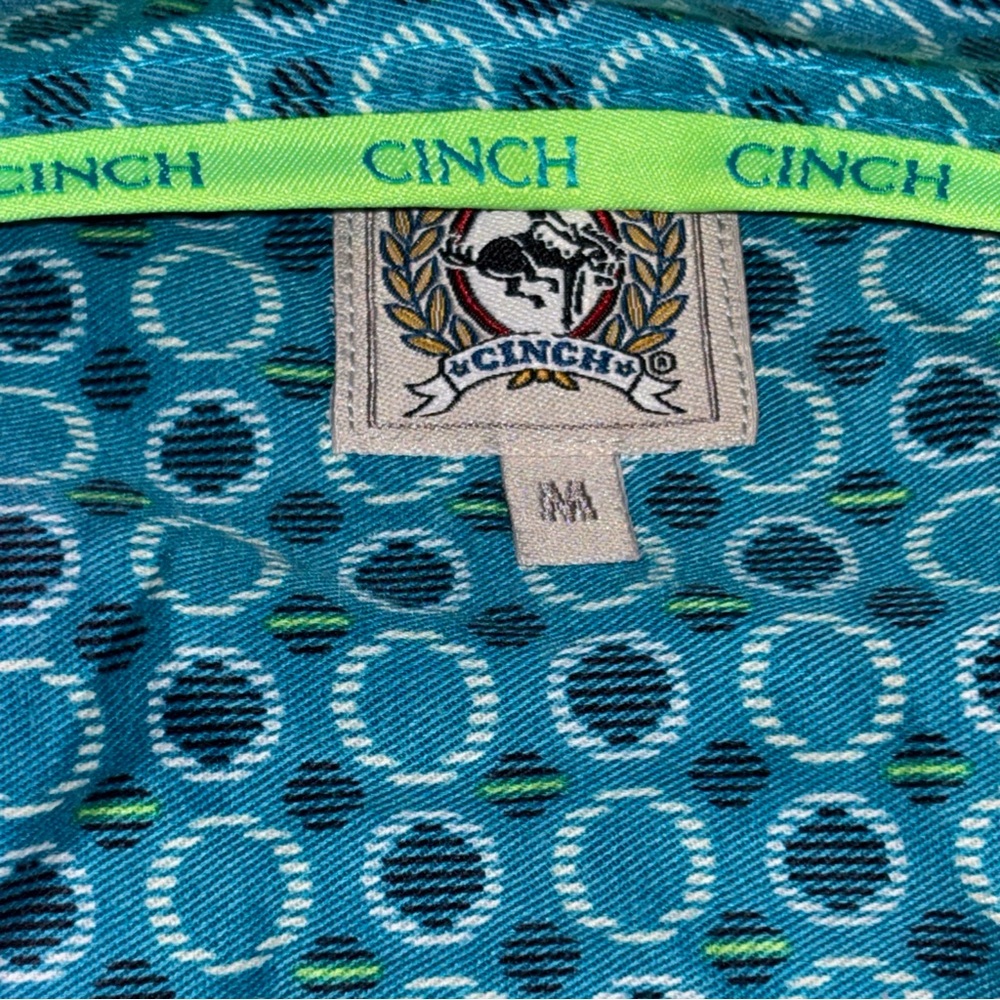 Cinch Blue And Green Patterned Button Down Shirt - image 5